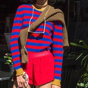Gucci Women’s striped Crewneck Sweater Cashmere And Wool Blue,Red Sz. S
